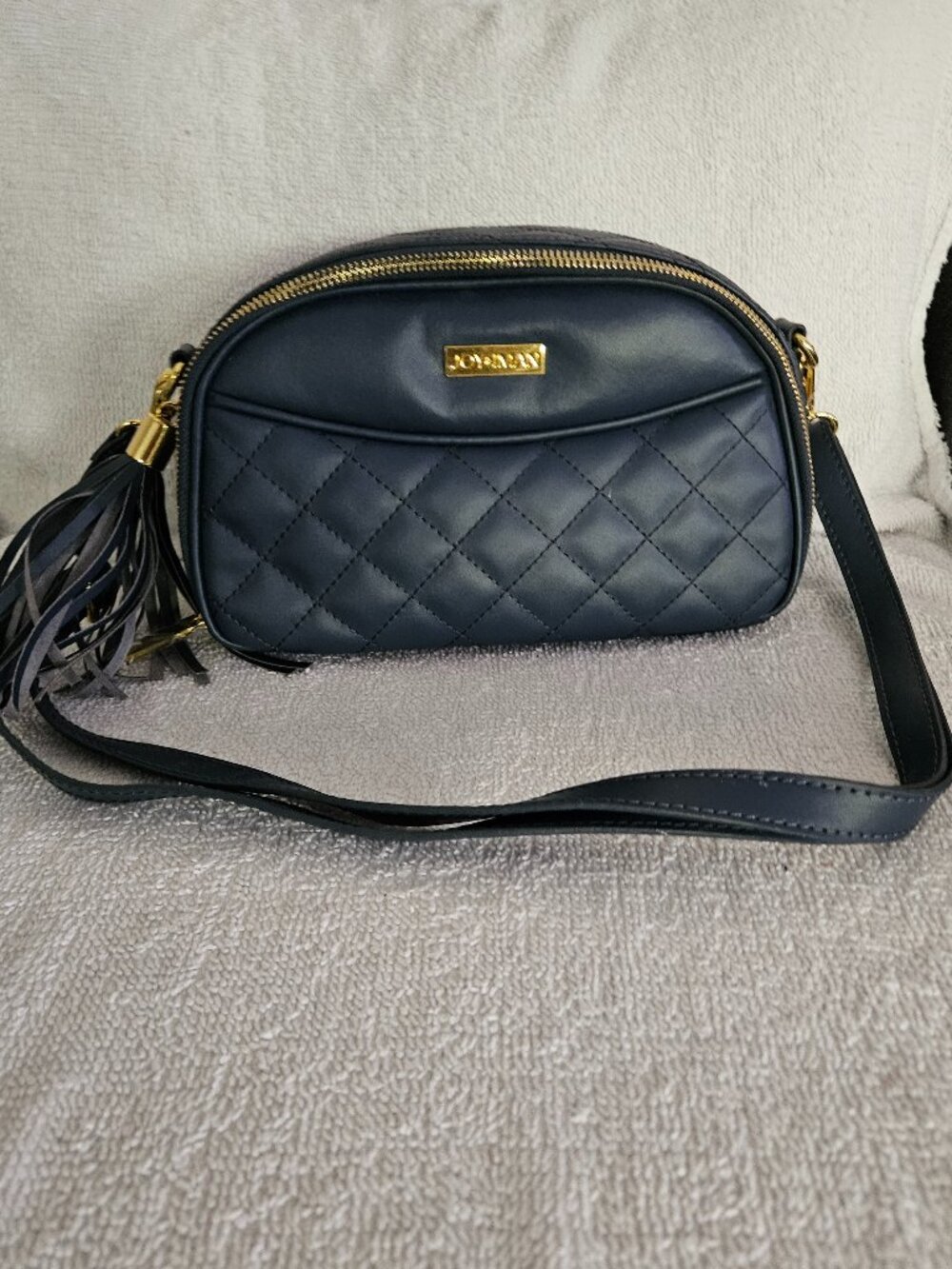 Joy & Iman Double Zip Quilted Crossbody Bag